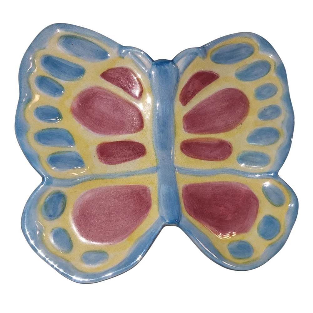 Set Of 2 Fitz and Floyd Handcrafted Ceramic Butterfly Essentials Painted Easter